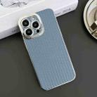 For iPhone 12 Pro Max Electroplated Silver Edge Grain Texture TPU Phone Case(Blue) - 2