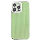 For iPhone 12 Pro Max Electroplated Silver Edge Grain Texture TPU Phone Case(Green) - 1