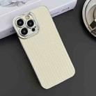 For iPhone 12 Pro Max Electroplated Silver Edge Grain Texture TPU Phone Case(Beige) - 2