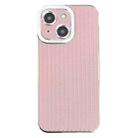 For iPhone 13 Electroplated Silver Edge Grain Texture TPU Phone Case(Pink) - 1