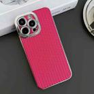 For iPhone 13 Pro Electroplated Silver Edge Grain Texture TPU Phone Case(Rose Red) - 2