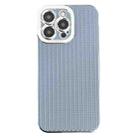 For iPhone 13 Pro Max Electroplated Silver Edge Grain Texture TPU Phone Case(Blue) - 1