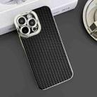 For iPhone 13 Pro Max Electroplated Silver Edge Grain Texture TPU Phone Case(Black) - 2