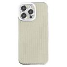 For iPhone 13 Pro Max Electroplated Silver Edge Grain Texture TPU Phone Case(Beige) - 1