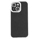 For iPhone 14 Plus Electroplated Silver Edge Grain Texture TPU Phone Case(Black) - 1