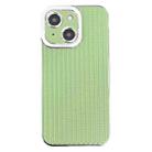 For iPhone 14 Plus Electroplated Silver Edge Grain Texture TPU Phone Case(Green) - 1