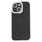 For iPhone 15 Electroplated Silver Edge Grain Texture TPU Phone Case(Black) - 1