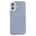 For iPhone 16 Electroplated Silver Edge Grain Texture TPU Phone Case(Blue) - 1