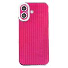 For iPhone 16 Electroplated Silver Edge Grain Texture TPU Phone Case(Rose Red) - 1