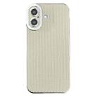 For iPhone 16 Electroplated Silver Edge Grain Texture TPU Phone Case(Beige) - 1