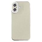 For iPhone 16 Plus Electroplated Silver Edge Grain Texture TPU Phone Case(Beige) - 1