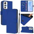 For Cubot Max 5 Skin Feel Solid Color Leather Phone Case with Lanyard(Dark Blue) - 1