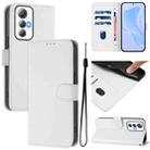 For Cubot Max 5 Skin Feel Solid Color Leather Phone Case with Lanyard(White) - 1
