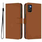 For Cubot P50 Skin Feel Solid Color Leather Phone Case with Lanyard(Brown) - 2