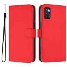 For Cubot P50 Skin Feel Solid Color Leather Phone Case with Lanyard(Red) - 2