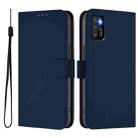 For Cubot P50 Skin Feel Solid Color Leather Phone Case with Lanyard(Navy Blue) - 2