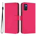 For Cubot P50 Skin Feel Solid Color Leather Phone Case with Lanyard(Rose Red) - 2