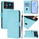 For Cubot A20 Skin Feel Solid Color Leather Phone Case with Lanyard(Sky Blue) - 1