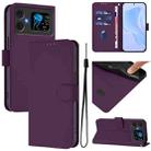 For Cubot A20 Skin Feel Solid Color Leather Phone Case with Lanyard(Violet) - 1