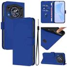For Cubot A30 Skin Feel Solid Color Leather Phone Case with Lanyard(Dark Blue) - 1
