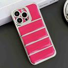 For iPhone 11 Pro Max Electroplated Silver Edge Eiderdown TPU Phone Case(Rose Red) - 1