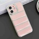 For iPhone 12 Electroplated Silver Edge Eiderdown TPU Phone Case(Pink) - 1