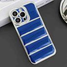 For iPhone 12 Pro Electroplated Silver Edge Eiderdown TPU Phone Case(Blue) - 1