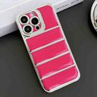 For iPhone 12 Pro Max Electroplated Silver Edge Eiderdown TPU Phone Case(Rose Red) - 1