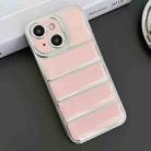 For iPhone 13 Electroplated Silver Edge Eiderdown TPU Phone Case(Pink) - 1