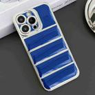 For iPhone 13 Pro Max Electroplated Silver Edge Eiderdown TPU Phone Case(Blue) - 1