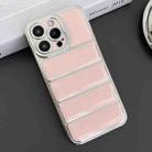 For iPhone 14 Pro Max Electroplated Silver Edge Eiderdown TPU Phone Case(Pink) - 1