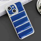 For iPhone 15 Electroplated Silver Edge Eiderdown TPU Phone Case(Blue) - 1