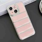 For iPhone 15 Electroplated Silver Edge Eiderdown TPU Phone Case(Pink) - 1