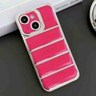 For iPhone 15 Electroplated Silver Edge Eiderdown TPU Phone Case(Rose Red) - 1