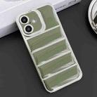 For iPhone 16 Electroplated Silver Edge Eiderdown TPU Phone Case(Green) - 1