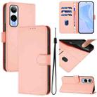 For Cricket Icon 6 Skin Feel Solid Color Leather Phone Case with Lanyard(Pink) - 1