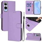 For Cricket Icon 6 Skin Feel Solid Color Leather Phone Case with Lanyard(Lavender Purple) - 1