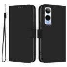 For Cricket Icon 6 Skin Feel Solid Color Leather Phone Case with Lanyard(Black) - 2