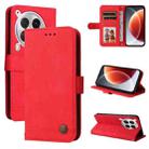 For Tecno Camon 30 Premier Skin Feel Life Tree Metal Button Leather Phone Case(Red) - 1