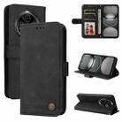 For Tecno Spark 30C Skin Feel Life Tree Metal Button Leather Phone Case(Black) - 1