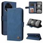 For Tecno Spark 30 Pro 4G Skin Feel Life Tree Metal Button Leather Phone Case(Blue) - 1