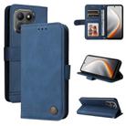 For Tecno Pova 7 5G Skin Feel Life Tree Metal Button Leather Phone Case(Blue) - 1