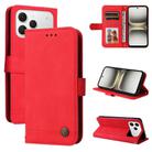 For Tecno Spark 40 4G Skin Feel Life Tree Metal Button Leather Phone Case(Red) - 1