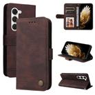 For Tecno Spark 40 Pro  4G Skin Feel Life Tree Metal Button Leather Phone Case(Brown) - 1