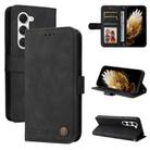 For Tecno Spark 40 Pro  4G Skin Feel Life Tree Metal Button Leather Phone Case(Black) - 1