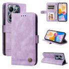 For Infinix Hot 40 / Hot 40 Pro Skin Feel Life Tree Metal Button Leather Phone Case(Purple) - 1