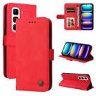 For Infinix Hot 50 Pro+ 4G Skin Feel Life Tree Metal Button Leather Phone Case(Red) - 1