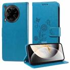 For Tecno Camon 30 4G / 5G Embossed Butterfly Flowers Leather Phone Case(Blue) - 1