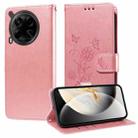 For Tecno Camon 30 4G / 5G Embossed Butterfly Flowers Leather Phone Case(Rose Gold) - 1