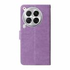 For Tecno Camon 30 Premier Embossed Butterfly Flowers Leather Phone Case(Purple) - 3